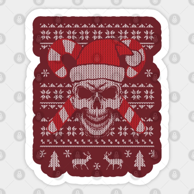 Ugly Knit Sweater Pattern of Evil Santa Claus Skull